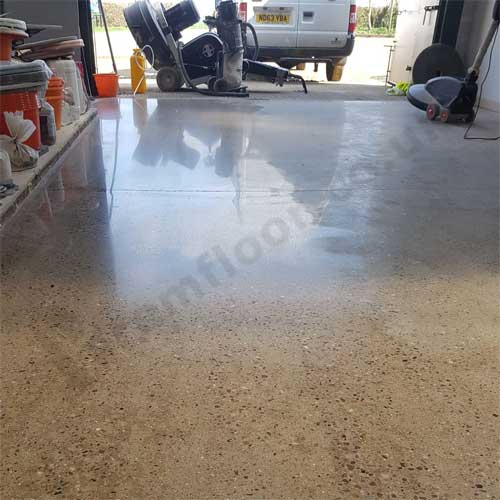 polished concrete floor in a warehouse
