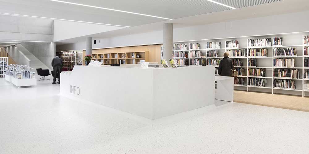 terrazzo floor installed into a gym