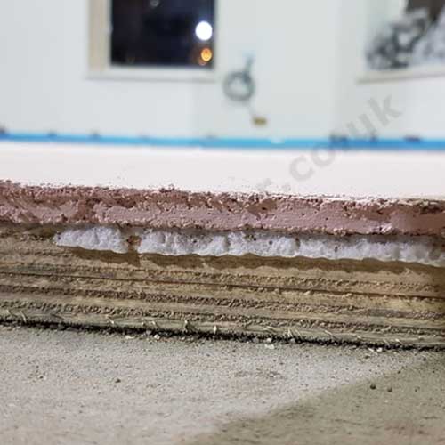 build up of trowel topping on access floor