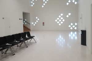 white trowel floor in commercial setting