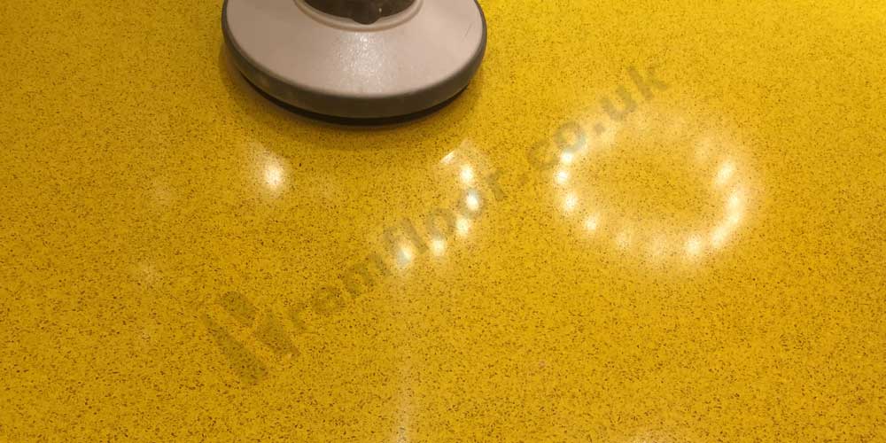 yellow resin terrazzo floor in a retail store